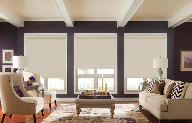 Custom roller shades installation in Southern California - Bedroom – Designer Blue Roller Shades